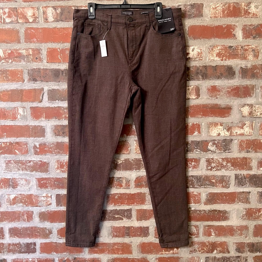 Banana Republic Brown Plaid Skinny Jeans